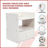 Bedside Tables Side Table Nightstand Storage Drawer Shelf Bedroom - Side View