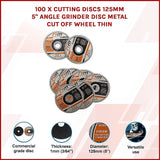 100 x Cutting Discs 125mm 5 Angle Grinder Disc Metal Cut Off Wheel Thin - Side View