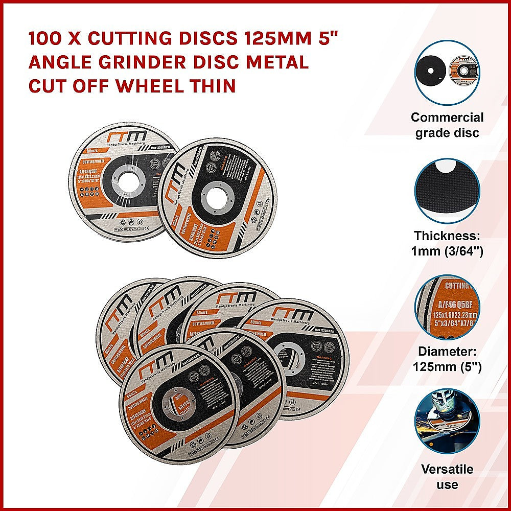 100 x Cutting Discs 125mm 5 Angle Grinder Disc Metal Cut Off Wheel Thin
