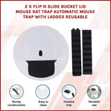2 x Flip N Slide Bucket Lid Mouse Rat Trap Automatic Mouse Trap With Ladder Reusable - Side View