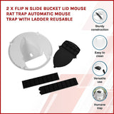 2 x Flip N Slide Bucket Lid Mouse Rat Trap Automatic Mouse Trap With Ladder Reusable - Side View