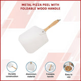Metal Pizza Peel with Foldable Wood Handle - Side View