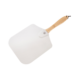 Metal Pizza Peel with Foldable Wood Handle - Close-Up Angle