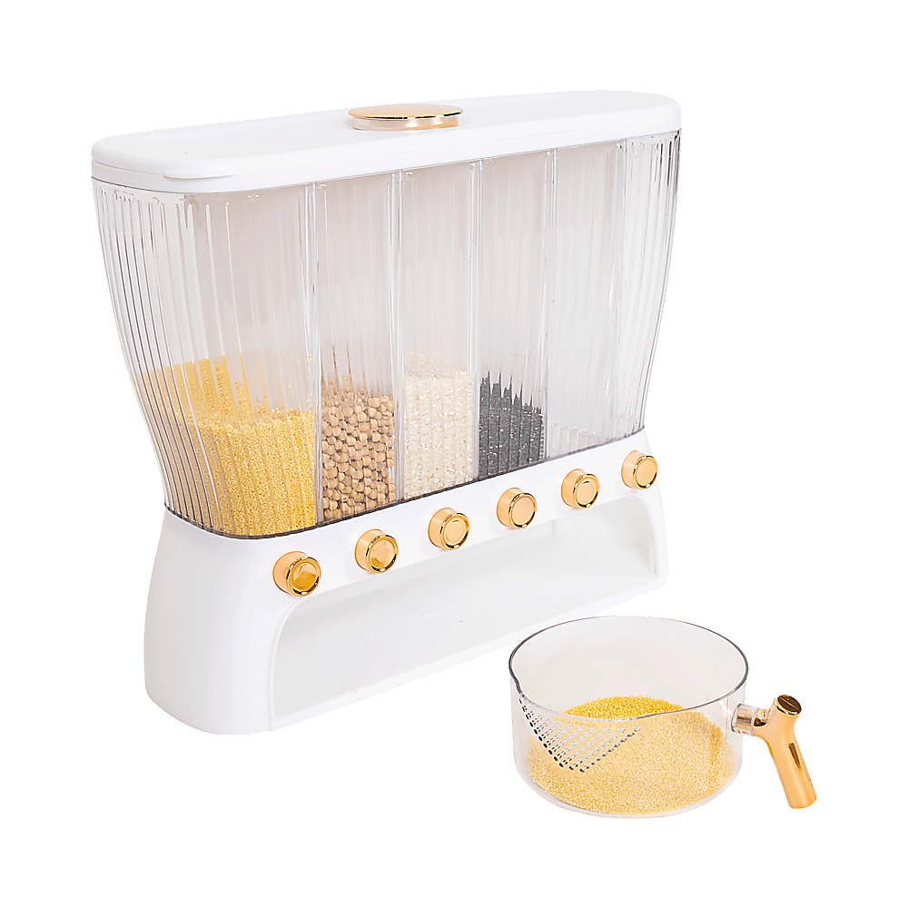 6 Grids Dispenser Storage Container Rice Cereal Beans Grain
