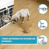 Wall Mounted Dog Bowl Adjustable Height Pet Feeder - Close-Up Angle