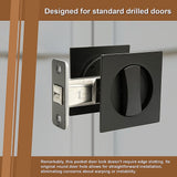 2x Contemporary Entry Square Pocket Door Hardware with Key - 45-Degree Angle