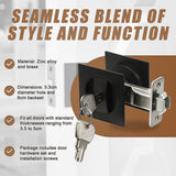 2x Contemporary Entry Square Pocket Door Hardware with Key - Close-Up Angle