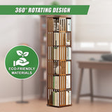 360 Rotating Bookshelf Bamboo Storage Display Rack Shelving in Dark Wood - Extra Image