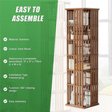360 Rotating Bookshelf Bamboo Storage Display Rack Shelving in Dark Wood - Extra Image