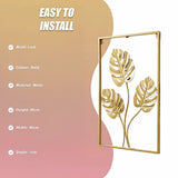 Metal Wall Picture with Leaves 40 x 60 cm Golden Decoration