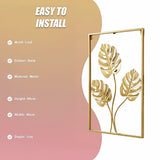 Metal Wall Picture with Leaves 40 x 60 cm Golden Decoration - Extra Image