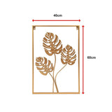 Metal Wall Picture with Leaves 40 x 60 cm Golden Decoration - Extra Image