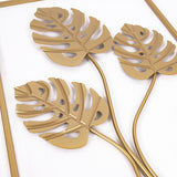 Metal Wall Picture with Leaves 40 x 60 cm Golden Decoration - Top-Down View