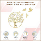 Metal Tree of Life Wall Art 7 Flying Birds Wall Sculpture