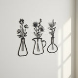 Metal Iron Flower Vase Wall Art Decoration - Front View