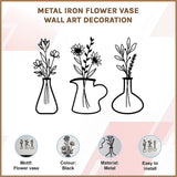 Metal Iron Flower Vase Wall Art Decoration - Side View