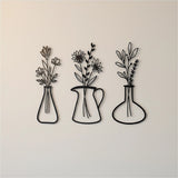 Metal Iron Flower Vase Wall Art Decoration - 45-Degree Angle