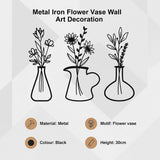 Metal Iron Flower Vase Wall Art Decoration - Rear View