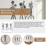 Metal Iron Flower Vase Wall Art Decoration - Close-Up Angle
