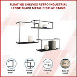 Floating Shelves Retro Industrial Ledge Black Metal Display Stand - Side View