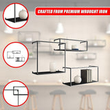 Floating Shelves Retro Industrial Ledge Black Metal Display Stand - Rear View