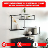 Floating Shelves Retro Industrial Ledge Black Metal Display Stand - Close-Up Angle