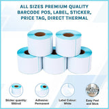 All Sizes Premium Quality Barcode POS, Label, Sticker, Price tag, Direct Thermal - Side View