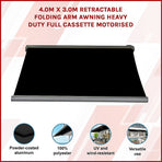 4.0m x 3.0m Retractable Folding Arm Awning Heavy Duty Full Cassette Motorised, image 3