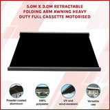 5.0m x 3.0m Retractable Folding Arm Awning Heavy Duty Full Cassette Motorised - Side View