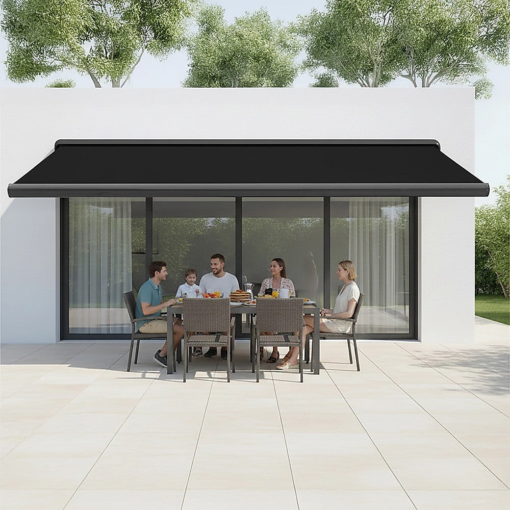 5.5m x 3.0m Retractable Folding Arm Awning Heavy Duty Full Cassette Motorised