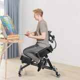 Ergonomic Kneeling Posture Chair with Backrest Adjustable Height and Casters - Front View