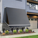 Retractable Fixed Pivot Arm Window Awning Patio Garden Blinds 2.4m x 2.1m Grey - Front View