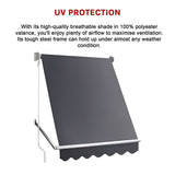 Retractable Fixed Pivot Arm Window Awning Patio Garden Blinds 2.4m x 2.1m Grey - Top-Down View