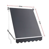 Retractable Fixed Pivot Arm Window Awning Patio Garden Blinds 2.4m x 2.1m Grey - Low Angle