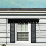 Retractable Fixed Pivot Arm Window Awning Patio Garden Blinds 2.4m x 2.1m Black - Side View