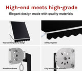 Retractable Fixed Pivot Arm Window Awning Patio Garden Blinds 2.4m x 2.1m Black - Rear View