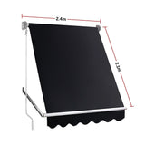 Retractable Fixed Pivot Arm Window Awning Patio Garden Blinds 2.4m x 2.1m Black - Close-Up Angle