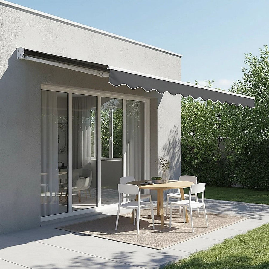 Outdoor Folding Arm Awning Retractable Sunshade Canopy Grey 3.0m x 2.5m, image 7