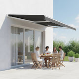 Outdoor Folding Arm Awning Retractable Sunshade Canopy Grey 3.0m x 2.5m