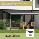 Outdoor Folding Arm Awning Retractable Sunshade Canopy Grey 3.0m x 2.5m - Low Angle