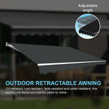 Outdoor Folding Arm Awning Retractable Sunshade Canopy Grey 3.0m x 2.5m - Rear View