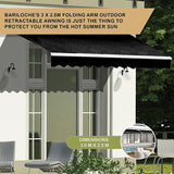Outdoor Folding Arm Awning Retractable Sunshade Canopy Black 3.0m x 2.5m - Low Angle