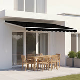 Outdoor Folding Arm Awning Retractable Sunshade Canopy Black 3.0m x 2.5m - Front View