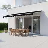 Outdoor Folding Arm Awning Retractable Sunshade Canopy Black 3.0m x 2.5m - Close-Up Angle