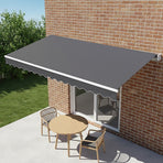 Outdoor Folding Arm Awning Retractable Sunshade Canopy Grey 4.0m x 2.5m, Foldable