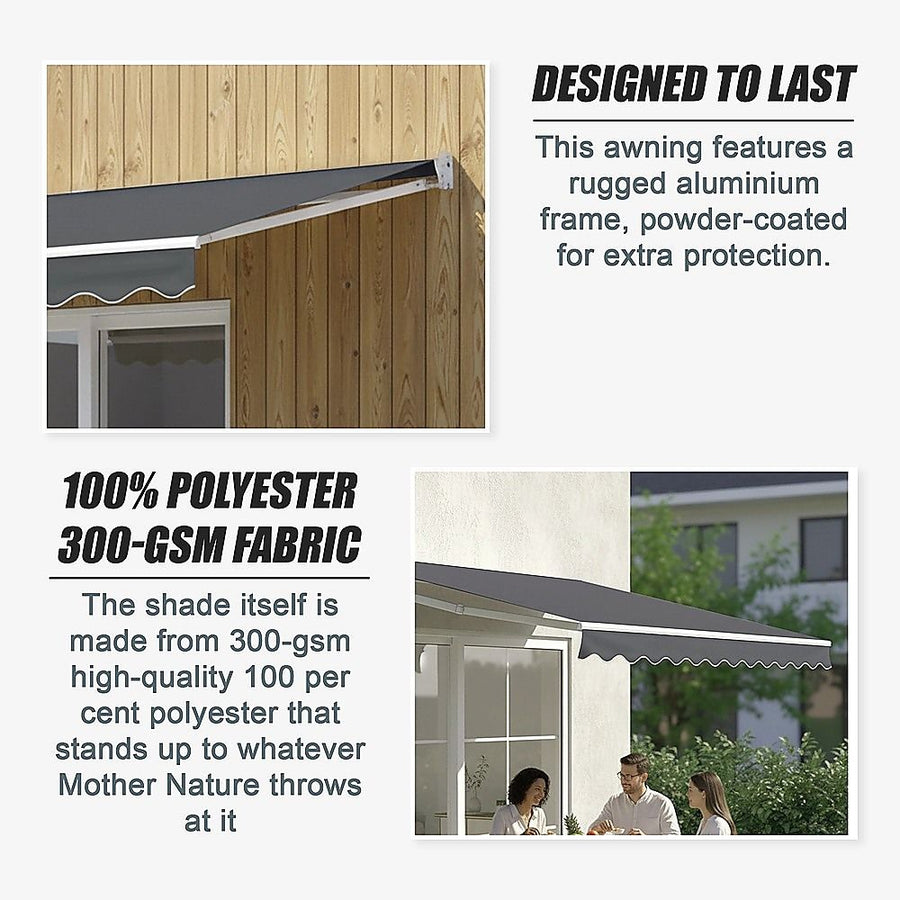 Outdoor Folding Arm Awning Retractable Sunshade Canopy Grey 4.0m x 2.5m, image 10