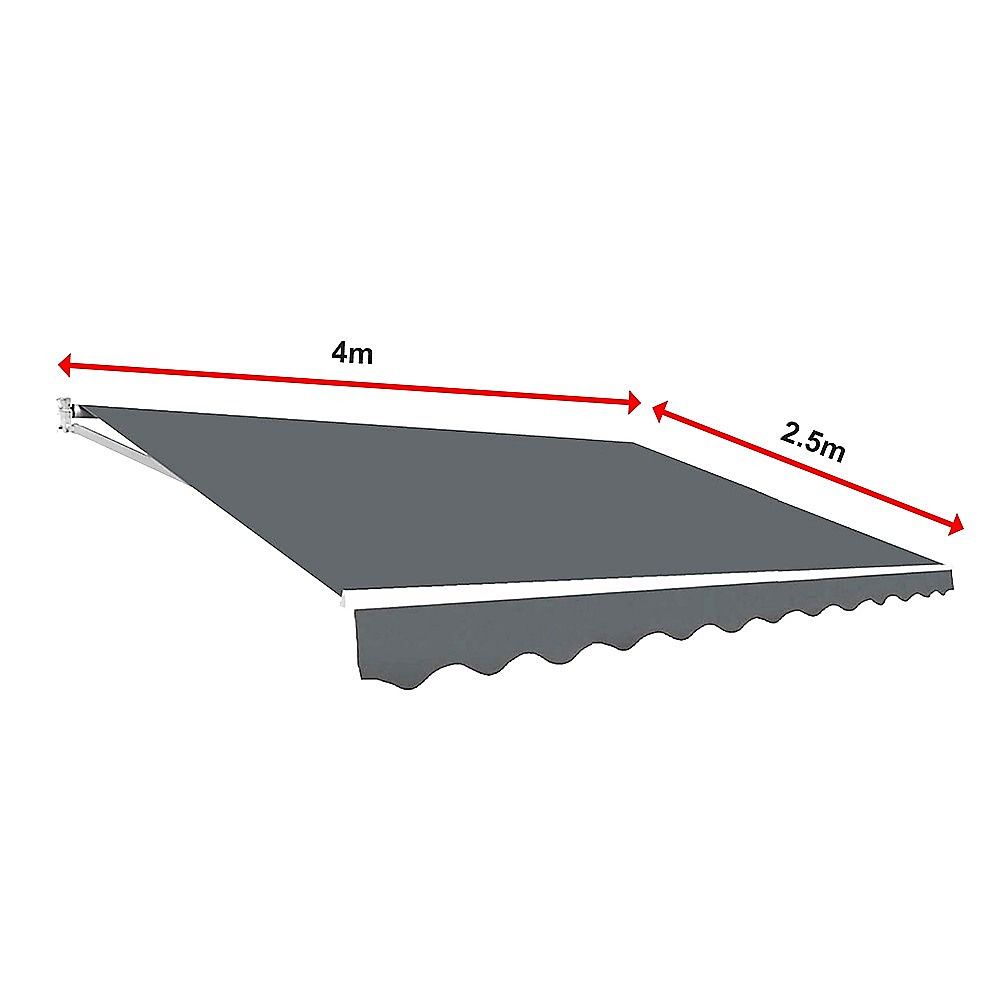 Outdoor Folding Arm Awning Retractable Sunshade Canopy Grey 4.0m x 2.5m
