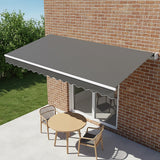Outdoor Folding Arm Awning Retractable Sunshade Canopy Grey 4.0m x 2.5m - Front View