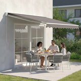 Outdoor Folding Arm Awning Retractable Sunshade Canopy Grey 4.0m x 2.5m - 45-Degree Angle