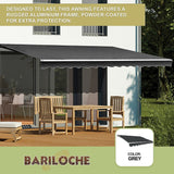 Outdoor Folding Arm Awning Retractable Sunshade Canopy Grey 4.0m x 2.5m - Low Angle